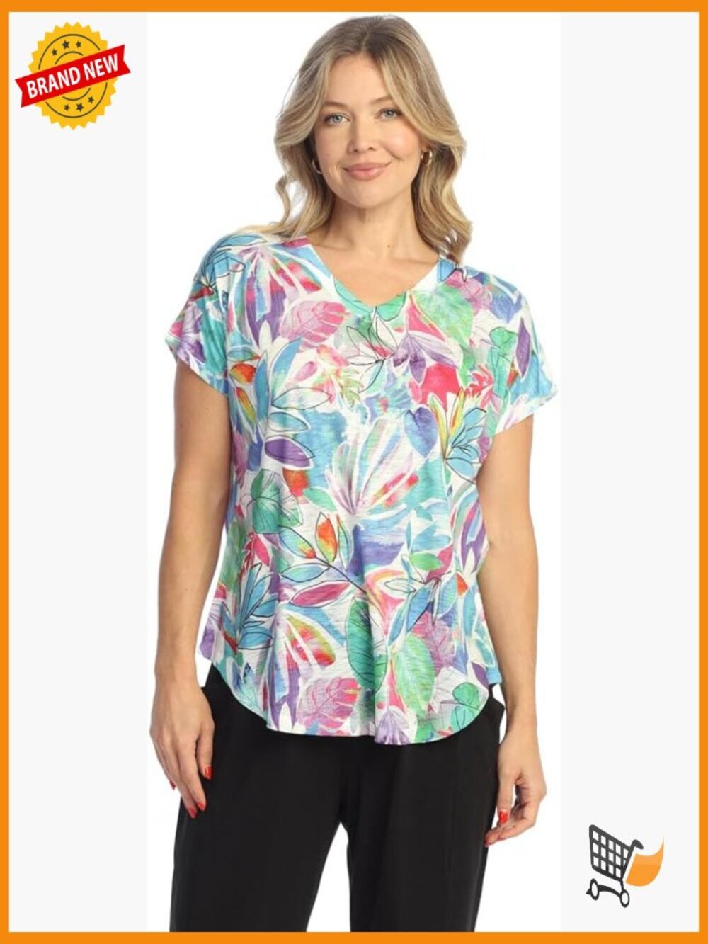 Dolman Cap Sleeve Tunic - Lightweight Burnout V-Neck